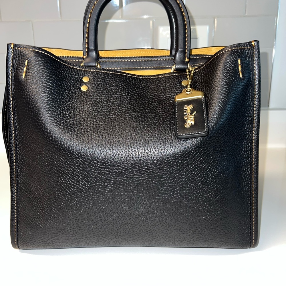 Coach Rogue Bag In Regenerative Leather black leather with gold hardware